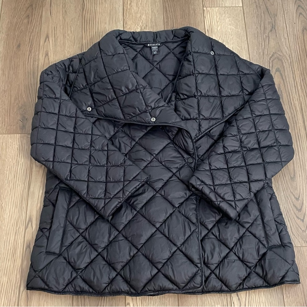 Athleta Whisper Featherless Wrap Coat Black